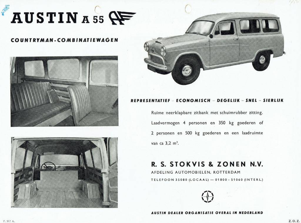 Folder Austin A55 Countryman & Bestelwagen (ca.1958), Verzenden, Gelezen, Overige merken