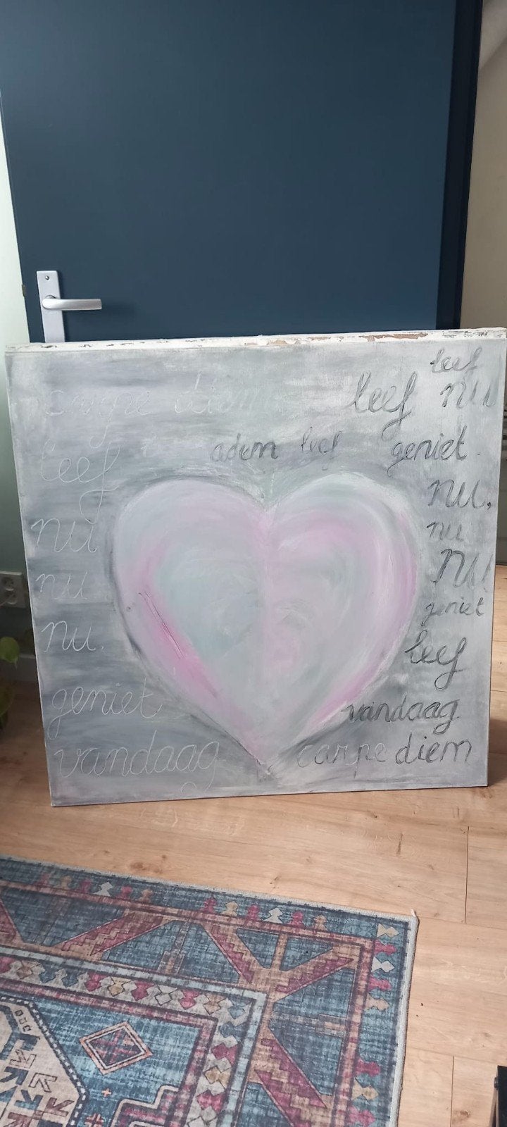 Zelf gemaakt schilderij 100x100 cm, Ophalen of Verzenden, Zo goed als nieuw, Schilderij