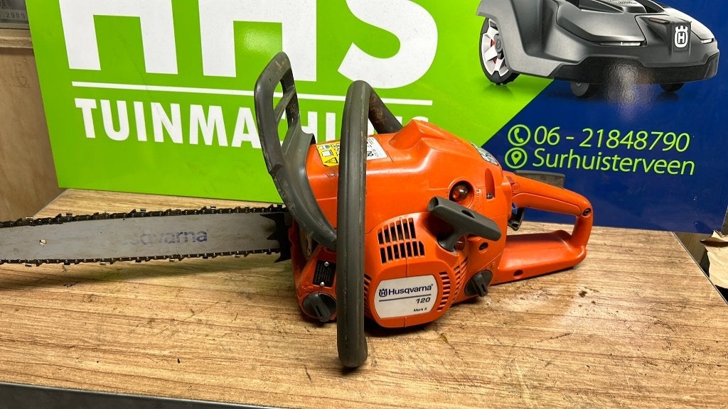 kettingzaag husqvarna 120/130 goed beginner zaagje 179, Ophalen of Verzenden, Zo goed als nieuw, Onkruidsteker, Husqvarna