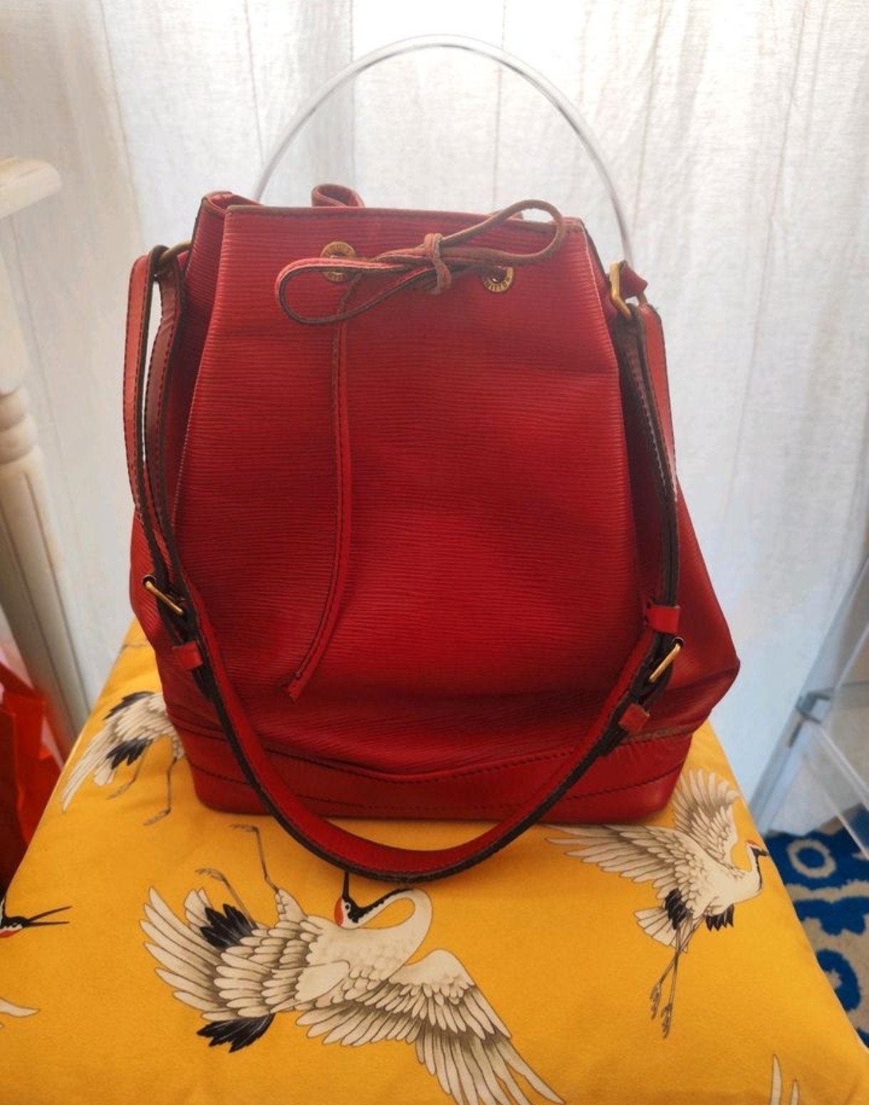 Louis Vuitton Sac Noé Epi Grande Rood - Vintage, Ophalen of Verzenden