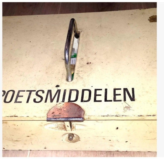Antiek Blik Poetsmiddelen Vintage Trommel Retro Nostalgisch, Verzamelen, Blikken, Ophalen of Verzenden, Gebruikt, Overige