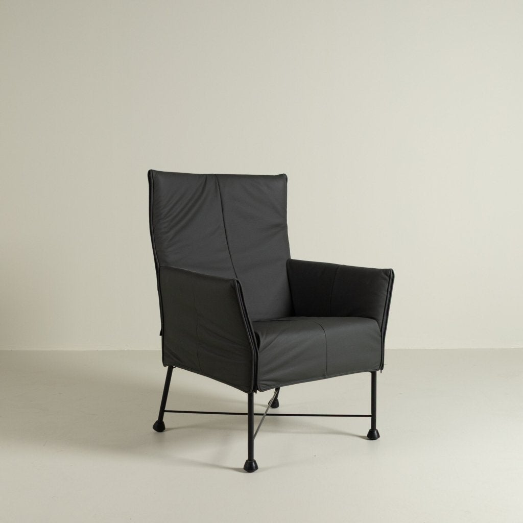 Montis Charly Fauteuil Verde Groen Leer - Zwart (Op Doppen)