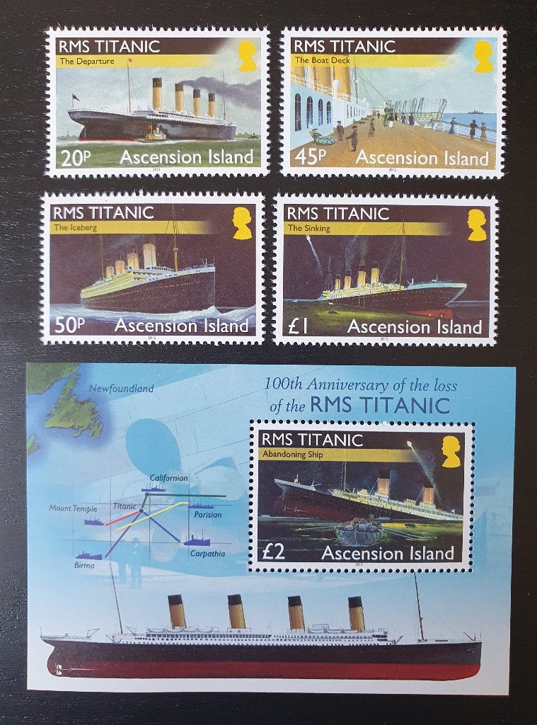 Ascension Island 2012 Titanic Schip Michel 1175-1178+blok 72, Verzenden, Postfris, Overige thema's