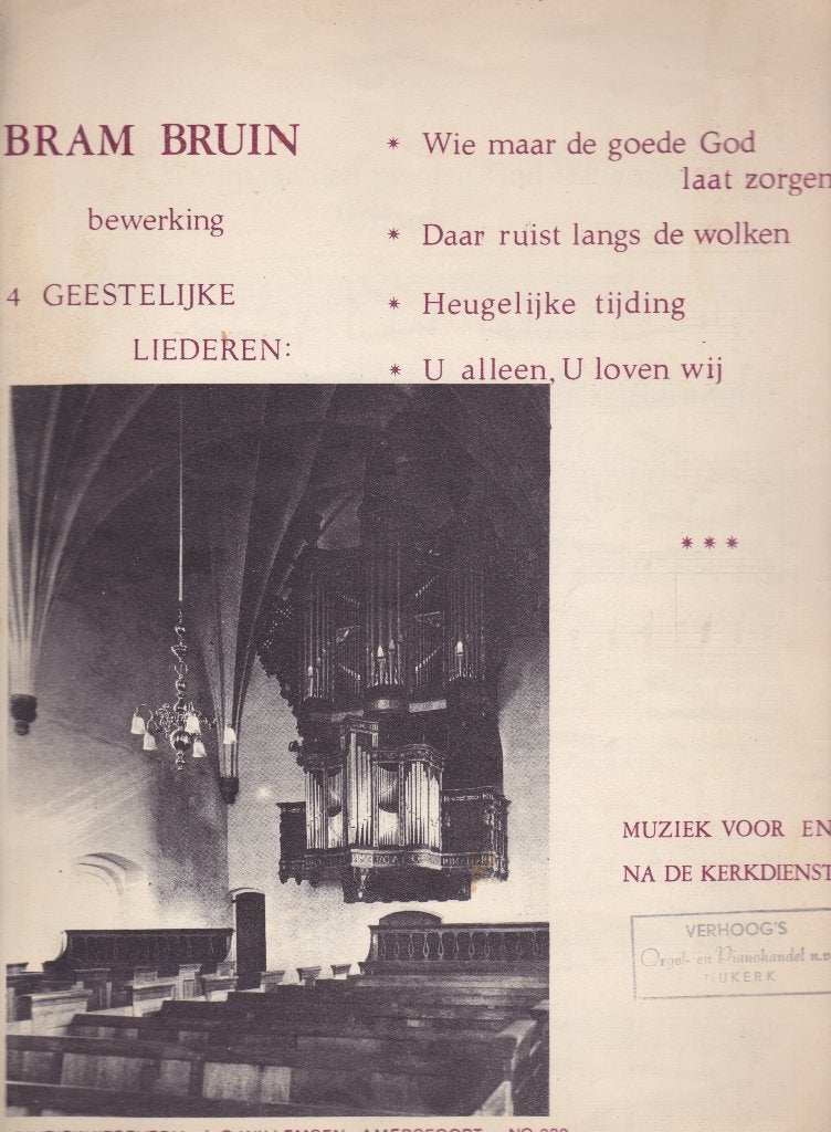 BRAM BRUIN - Bewerking 4 GEESTELIJKE LIEDEREN, Muziek en Instrumenten, Bladmuziek, Ophalen of Verzenden, Gebruikt, Artiest of Componist