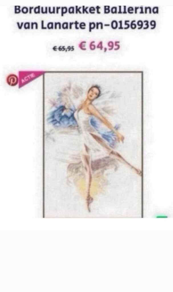 BORDUURPAKKET LANARTE BALLERINA ROMANCE, Verzenden, Nieuw, Handborduren, Borduurpakket