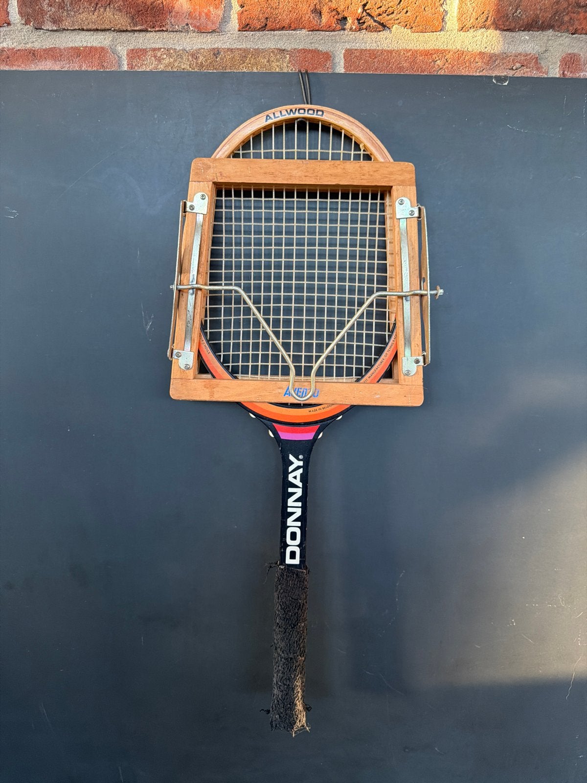 Vintage Donnay tennisracket met Allwood pers, Sport en Fitness, Tennis, Ophalen of Verzenden, Gebruikt, Racket, Dunlop