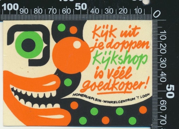 Sticker: Kijkshop - Kijk uit je doppen - WC Het Loon, Verzenden, Zo goed als nieuw, Bedrijf of Vereniging