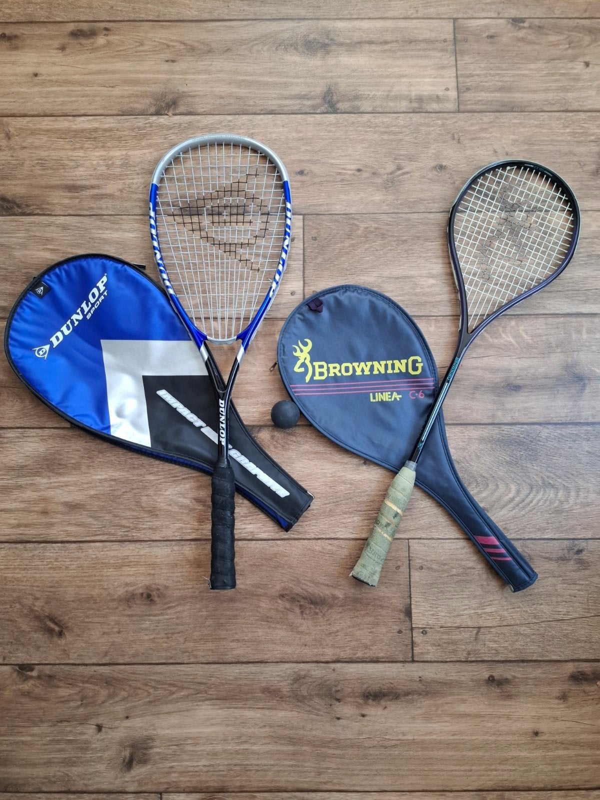 2 squash rackets dunlop en browning, Ophalen of Verzenden, Racket(s)