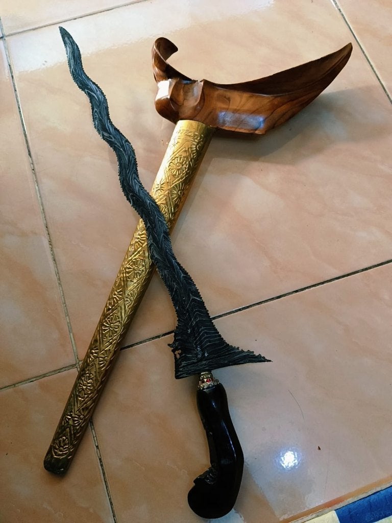 Antieke Keris Naga Siluman 9 Luk Pamor Kelaban Sayuto SVH35, Verzenden, Overige materialen, Indonesië, Meerkleurig