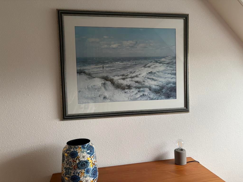Print in maatwerk houten lijst met passepartout, Ophalen