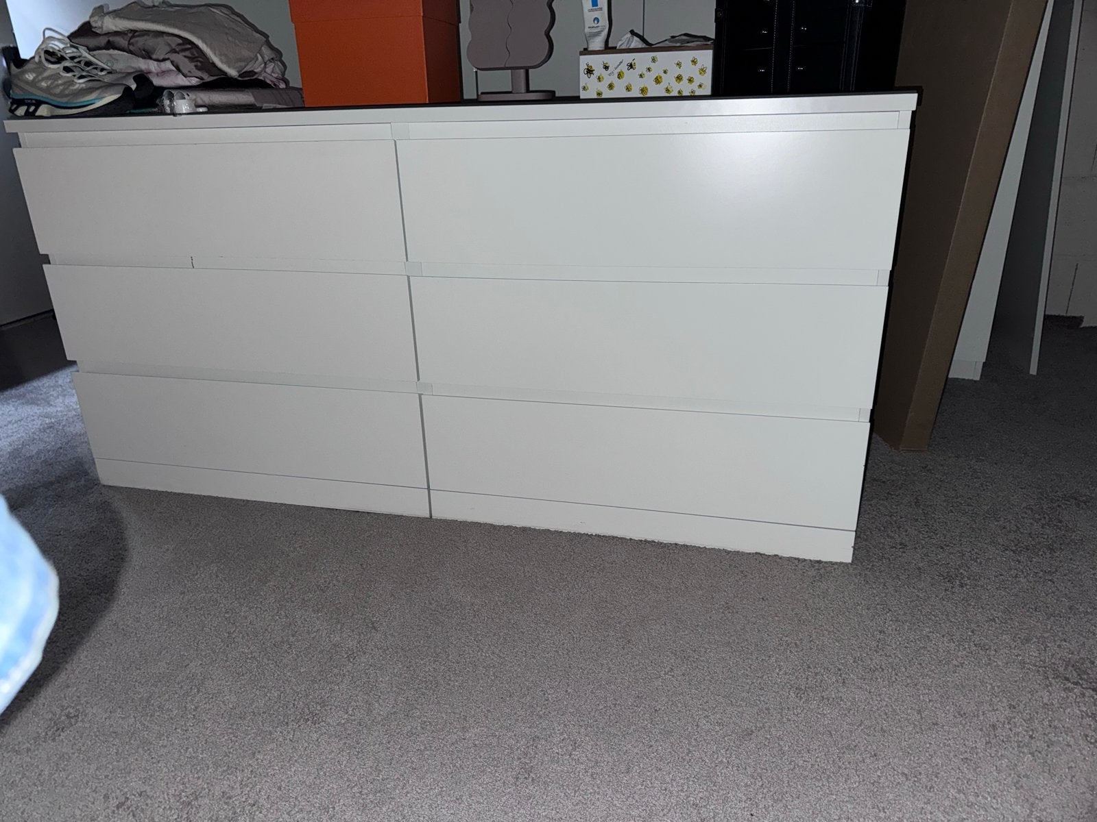 IKEA Malm ladekast met glasplaat - gebruikssporen, Gebruikt, 100 tot 150 cm, 5 laden of meer, Ophalen of Verzenden