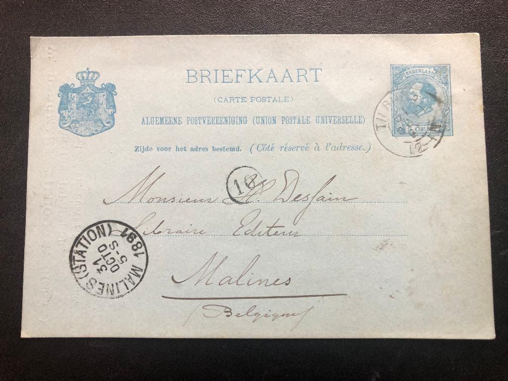 Briefkaart uit 1891 met zegelindruk Koning Willem III, Ophalen of Verzenden, Koning Willem III, 5 cent