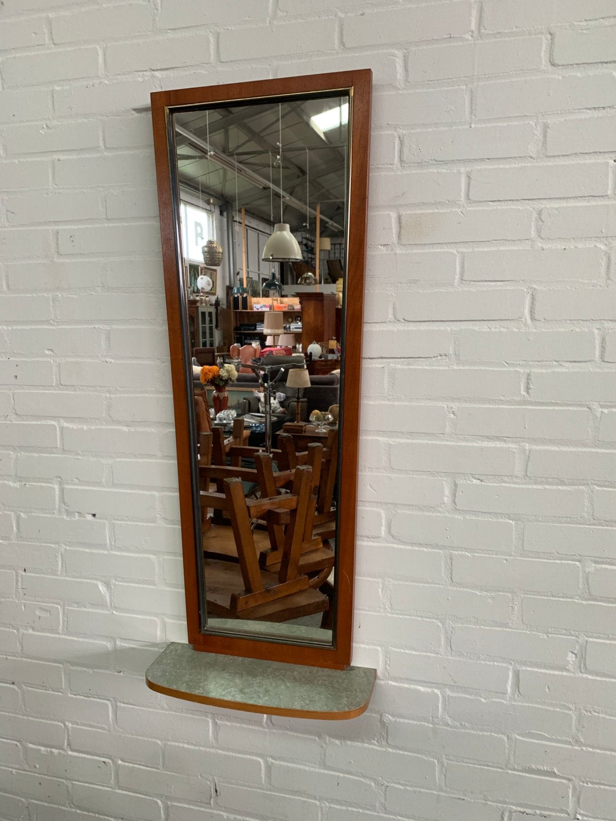 Spiegel geweldige vintage jaren 60 teakhouten wandspiegel, Minder dan 50 cm, Ophalen of Verzenden, Zo goed als nieuw, Minder dan 100 cm