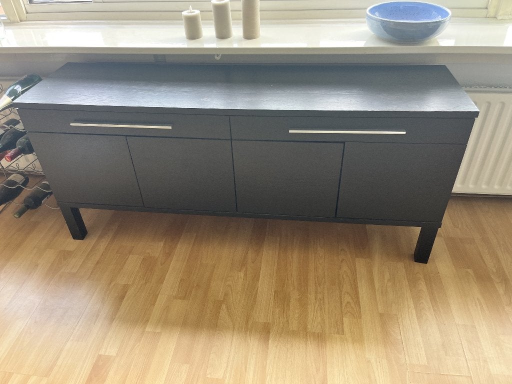 Dressoir zwart - 2 lades en 4 deurtjes, Huis en Inrichting, Ophalen, Gebruikt, 25 tot 50 cm