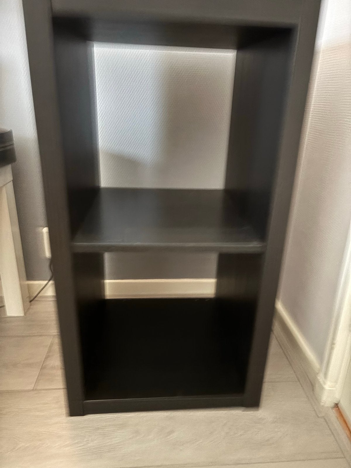 Zwart houten Ikea Kallax kast, 2 vakken, Ophalen, Met plank(en), Minder dan 50 cm, Gebruikt
