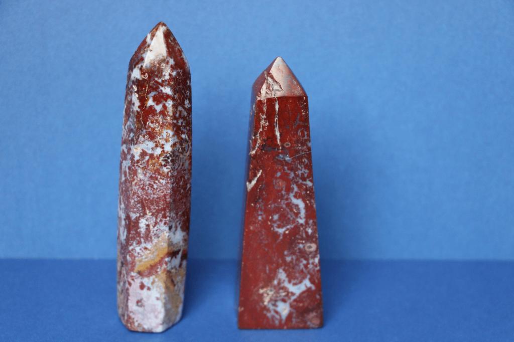 Obelisk red moss agaten (2x), Ophalen of Verzenden, Mineraal