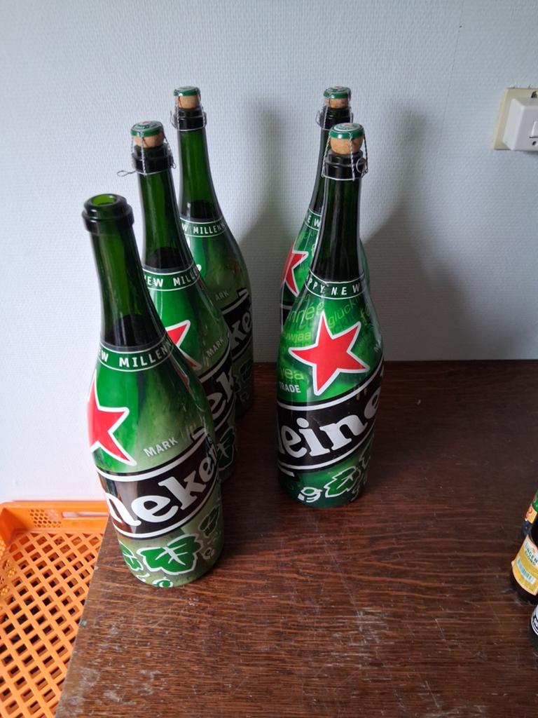 Heineken Happy New Millennium/Year flessen (5 stuks), Verzamelen, Biermerken, Verzenden, Flesje(s), Heineken