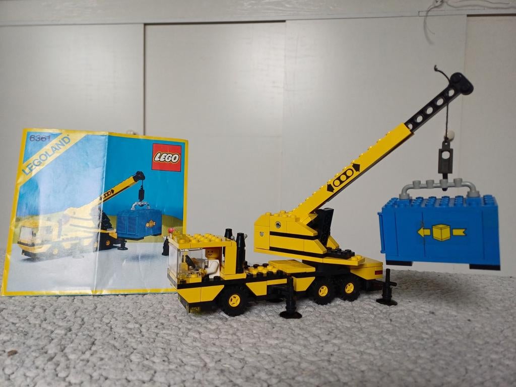 Lego Legoland 6361 - Kraanwagen met container, Gebruikt, Lego, Ophalen of Verzenden, Inclusief minifiguren