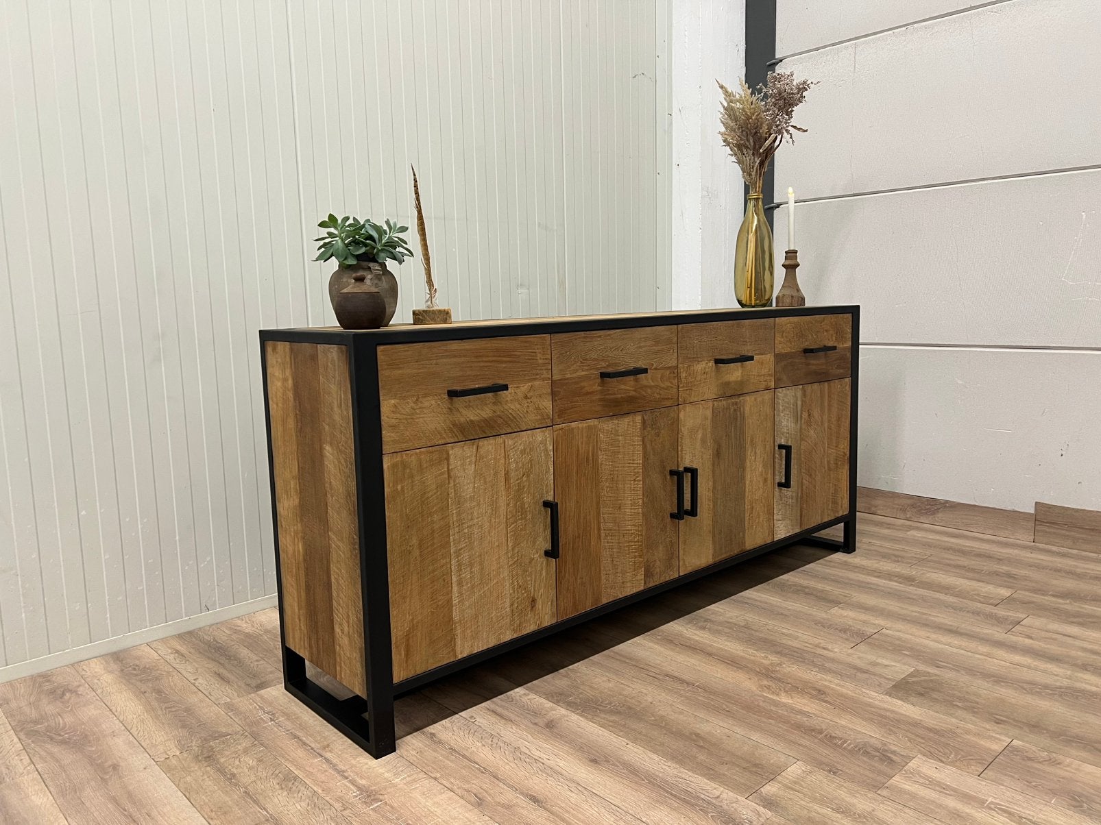 Massief teak houten dressoir, Teakhout, 150 tot 200 cm, Nieuw, Ophalen of Verzenden