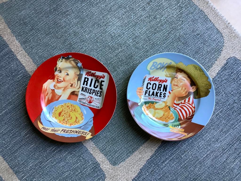 2 Kelloggs ontbijt bordjes 19 cm doorsnee, Nieuw, Ophalen of Verzenden, Bord(en), Overige stijlen