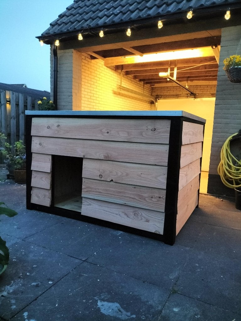Nieuw geïsoleerd douglas houten hondenhok XL, Ophalen, Nieuw, 110 cm of meer, 100 cm of meer