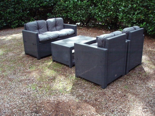 Loungeset Allibert met nieuwe kussens, Tuin en Terras, Tuinsets en Loungesets, Ophalen, Gebruikt, Wicker, Bank