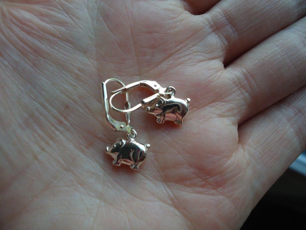 echt zilveren oorhangertjes varkentjes massief 925 nieuw, Hangers, Nieuw, Ophalen of Verzenden, Zilver