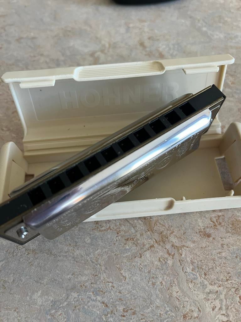Vintage Hohner Big River Harp Mondharmonica met doosje, Gebruikt, Overige typen, Ophalen of Verzenden, Met koffer of doosje