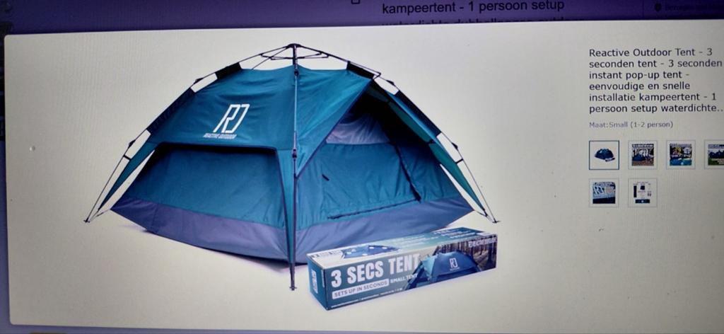 3 sec tent,2 persoons,merk outdoor nog niet gebruikt,, Caravans en Kamperen, Ophalen, Nieuw, Tot en met 2