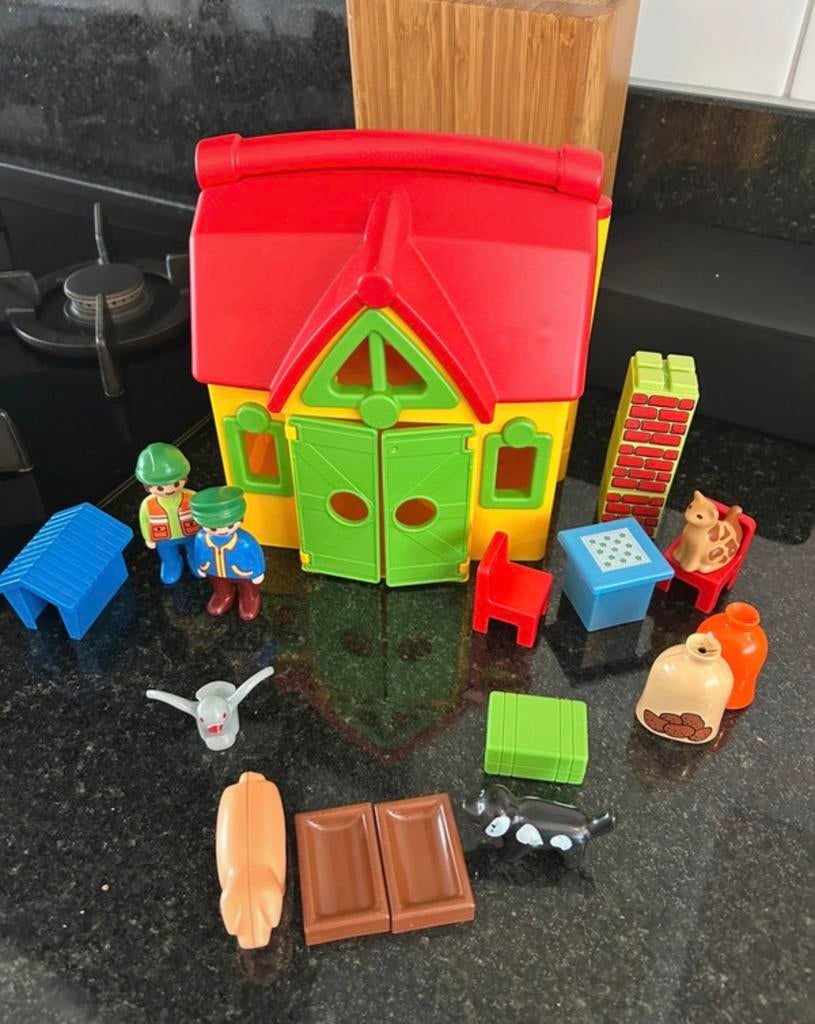 Playmobil 1.2.3 Boerderij met figuren en dieren, Ophalen of Verzenden, Gebruikt, Complete set