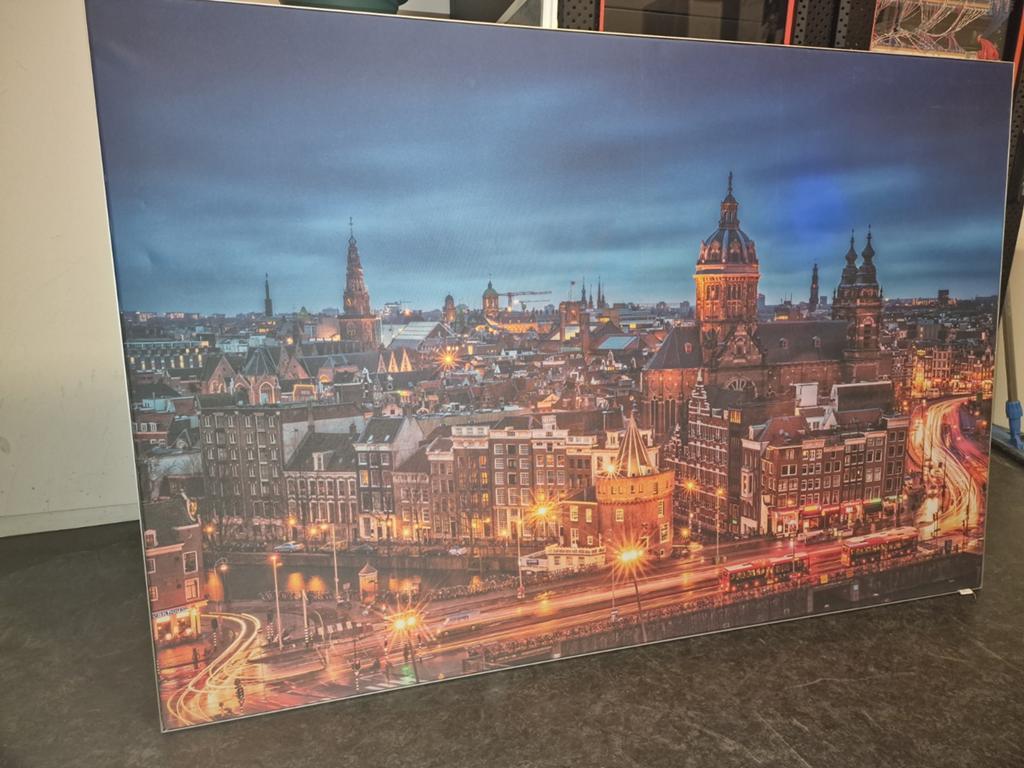 Grote Amsterdam Skyline Canvas Print - 150x100 cm, Huis en Inrichting, Woonaccessoires | Schilderijen, Tekeningen en Foto's, Ophalen