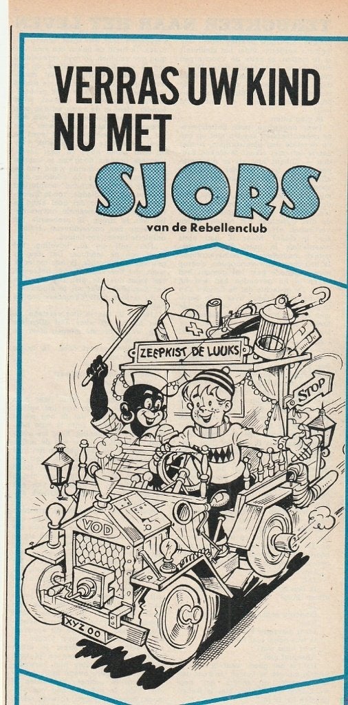 retro reclame 1966 Sjors rebellenclub zeepkist de Luuks, Verzenden, Overige typen