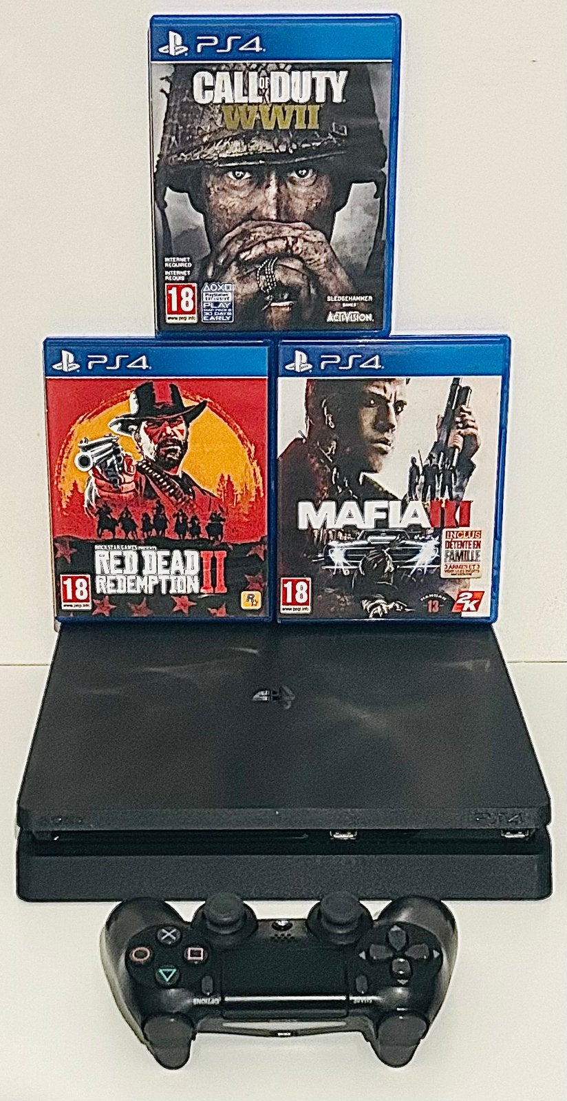 PlayStation 4 Slim + Games/Software versie: 12.00, Ophalen of Verzenden, Zo goed als nieuw, Met 1 controller, Slim