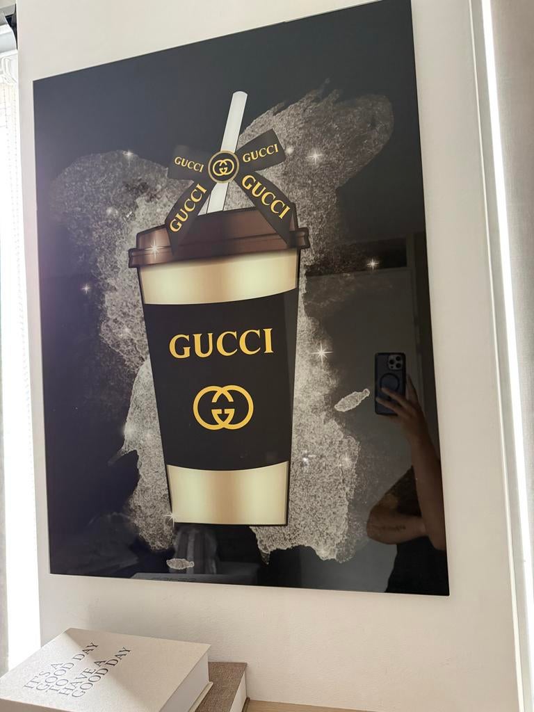 Gucci glas schilderij 40x60, Ophalen of Verzenden, Gebruikt, Minder dan 50 cm, Schilderij