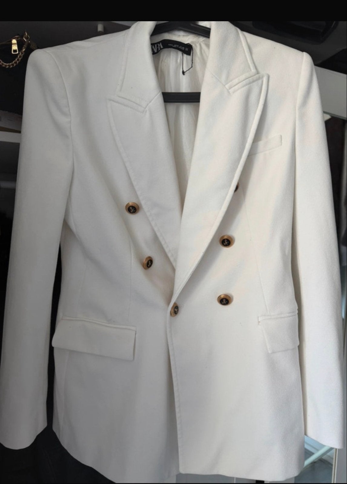 Witte Zara blazer met gouden knopen, Maat 38/40 (M), Wit, Ophalen of Verzenden, Jasje