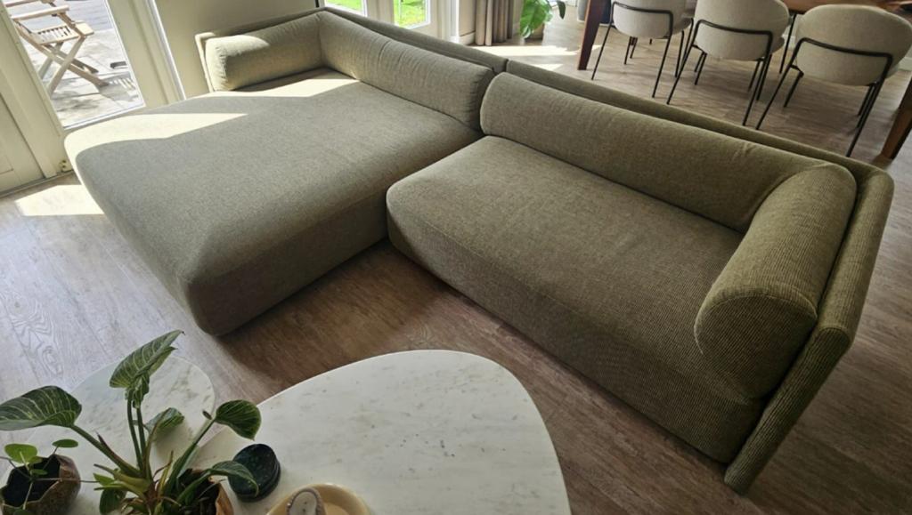 Bolster hoekbank van Fest, kleur lichtgroen, Huis en Inrichting, Ophalen, Hoekbank, 300 cm of meer, Zo goed als nieuw