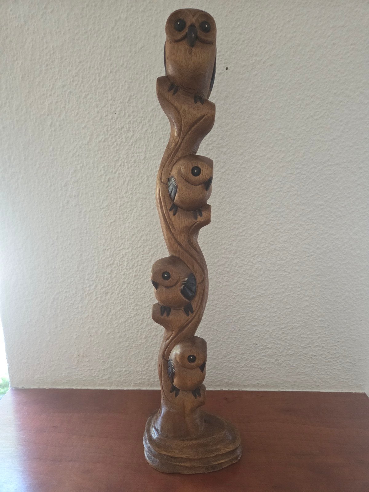 houten beeld uilen sawahasa, Houtsnijwerk, Handgemaakt, Hout, Bruin