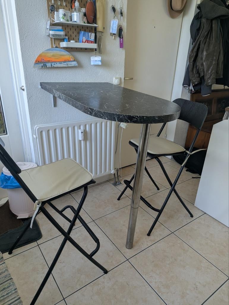 Bartafel met 2 klapstoelen – compact & modern, Ophalen of Verzenden