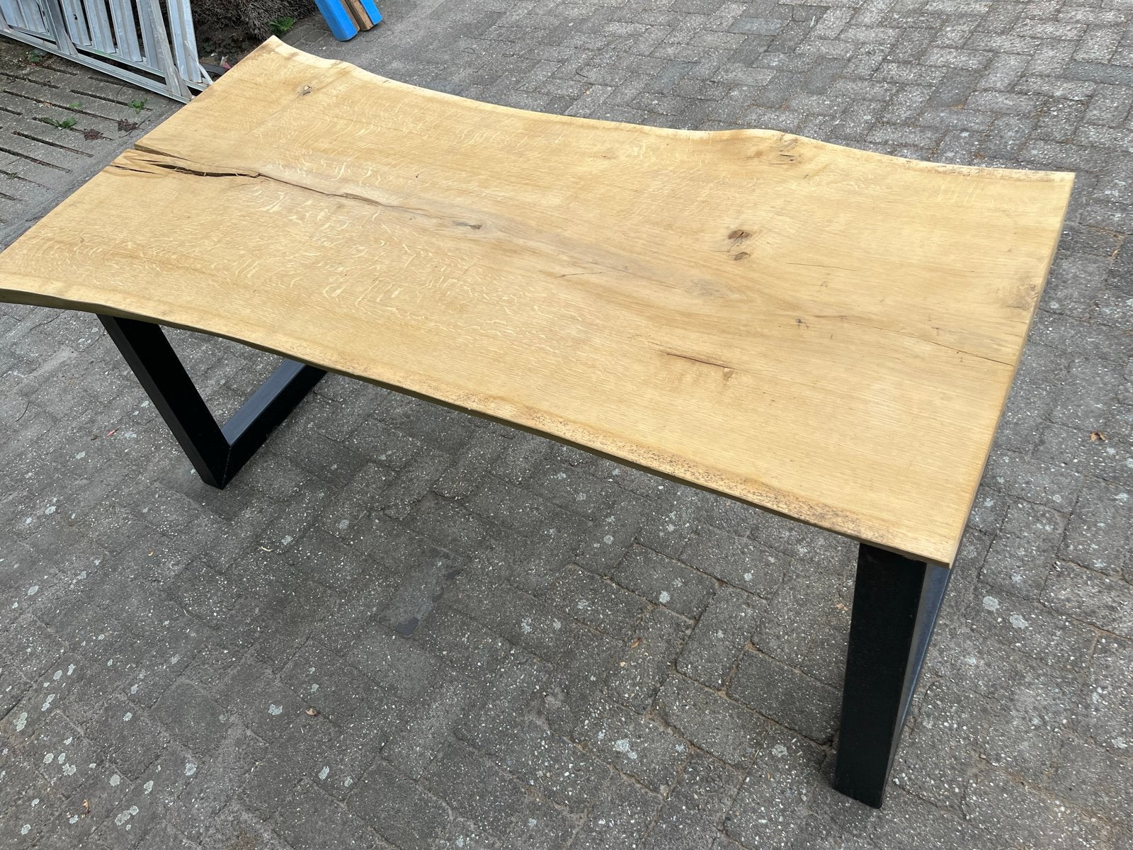 Massieve Eiken Tafel 195x95x6cm uit een stuk, Huis en Inrichting, Eikenhout, Nieuw, Vijf personen of meer, 150 tot 200 cm