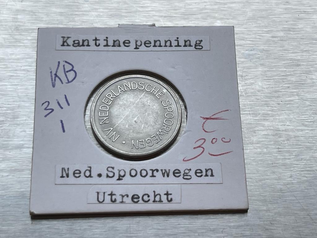 3 verschillende NS Kantinepenningen Nederlandse Spoorwegen, Ophalen of Verzenden, Overige materialen, Nederland