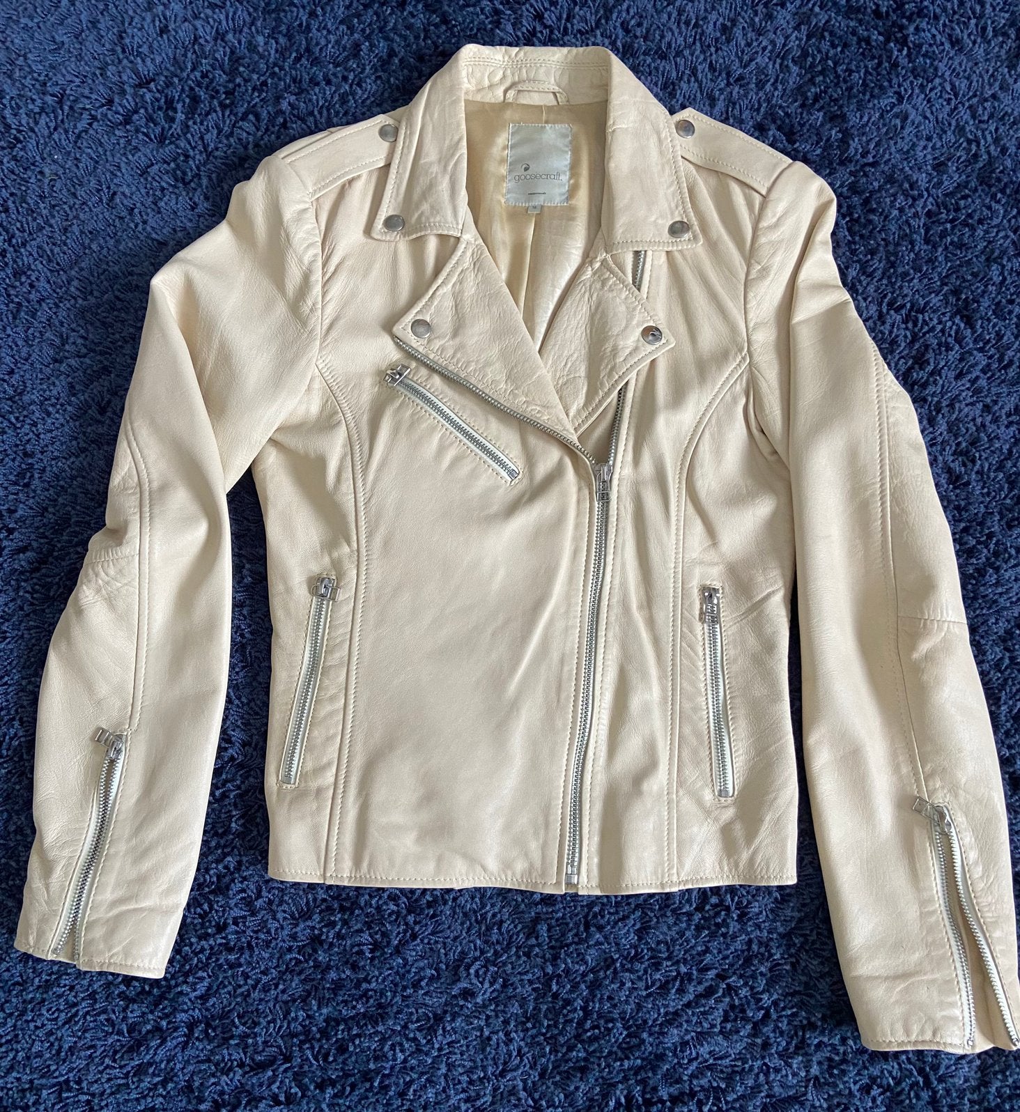 Leren biker jasje van Goosecraft - maat M, Ophalen of Verzenden, Zo goed als nieuw, Maat 38/40 (M), Overige kleuren