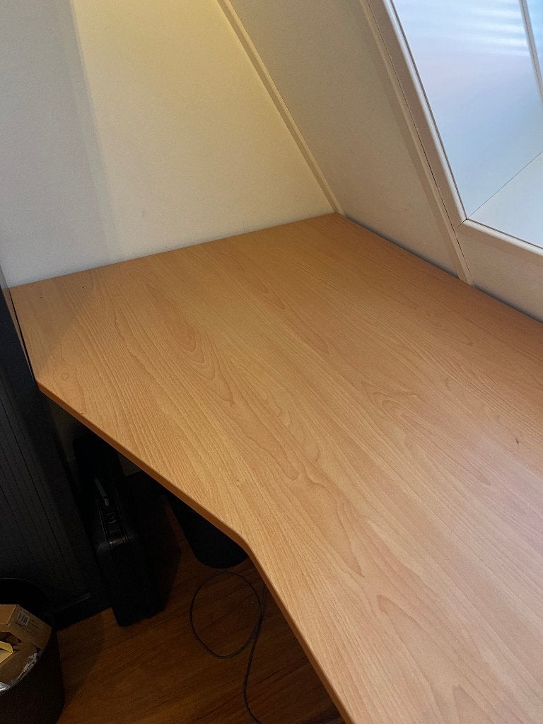 Bureau met separaat ladeblok, Ophalen, Gebruikt, In hoogte verstelbaar, 180 cm