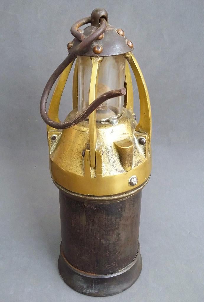 Antieke oude Mijnlamp Mijnwerkerslamp Minbouw Lamp, Ophalen of Verzenden