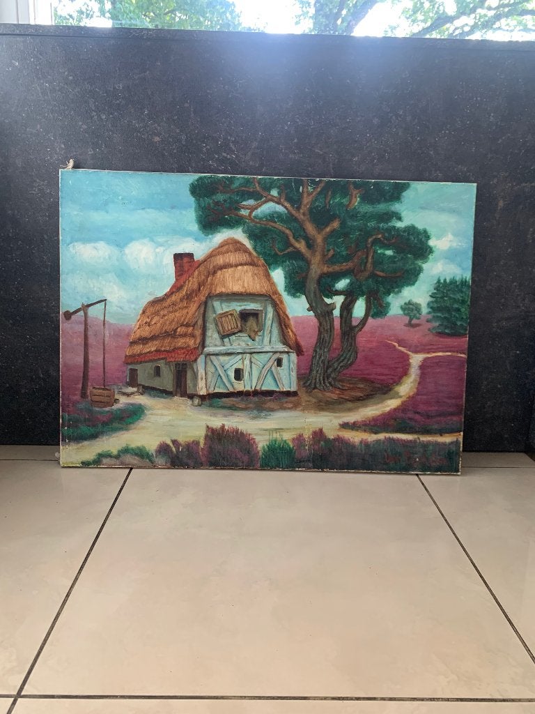 Schilderij, Antiek en Kunst, Doek, Impressionistisch, Ophalen of Verzenden, Landschap