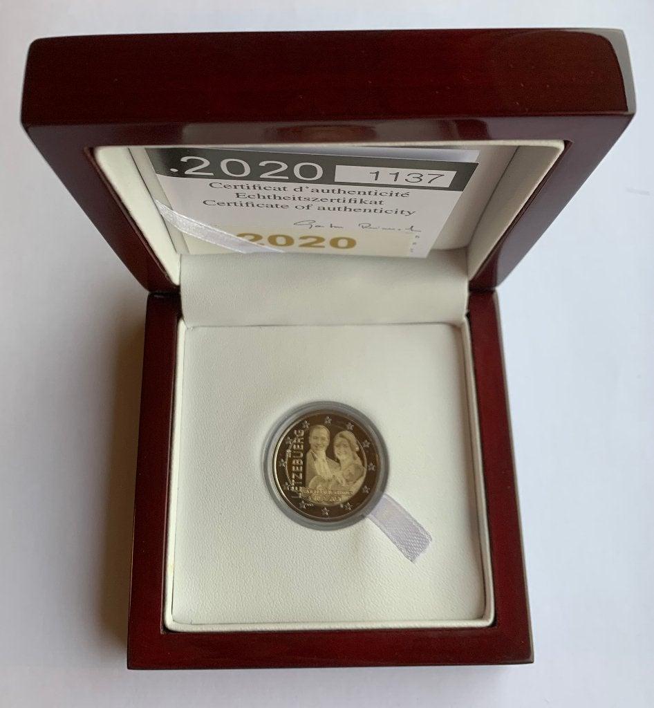 2 Euro Luxemburg 2020 Proof in etui (Geboorte Charles), Postzegels en Munten, Munten | Europa | Euromunten, Verzenden, Luxemburg