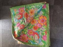 Mooi jaren sixties kleed aan de ene kant plastic/stof., Ophalen, Vintage, Meerkleurig, Overige materialen