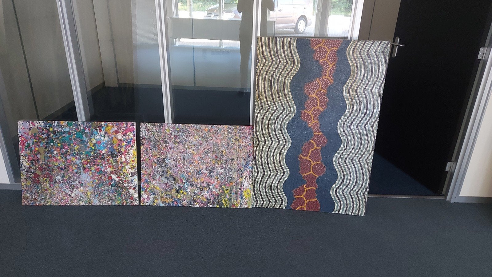 3 ingelijste aquarellen, 60x80 cm, Antiek en Kunst, Kunst | Schilderijen | Modern, Ophalen, Papier/karton, Ingelijst, Aquarel
