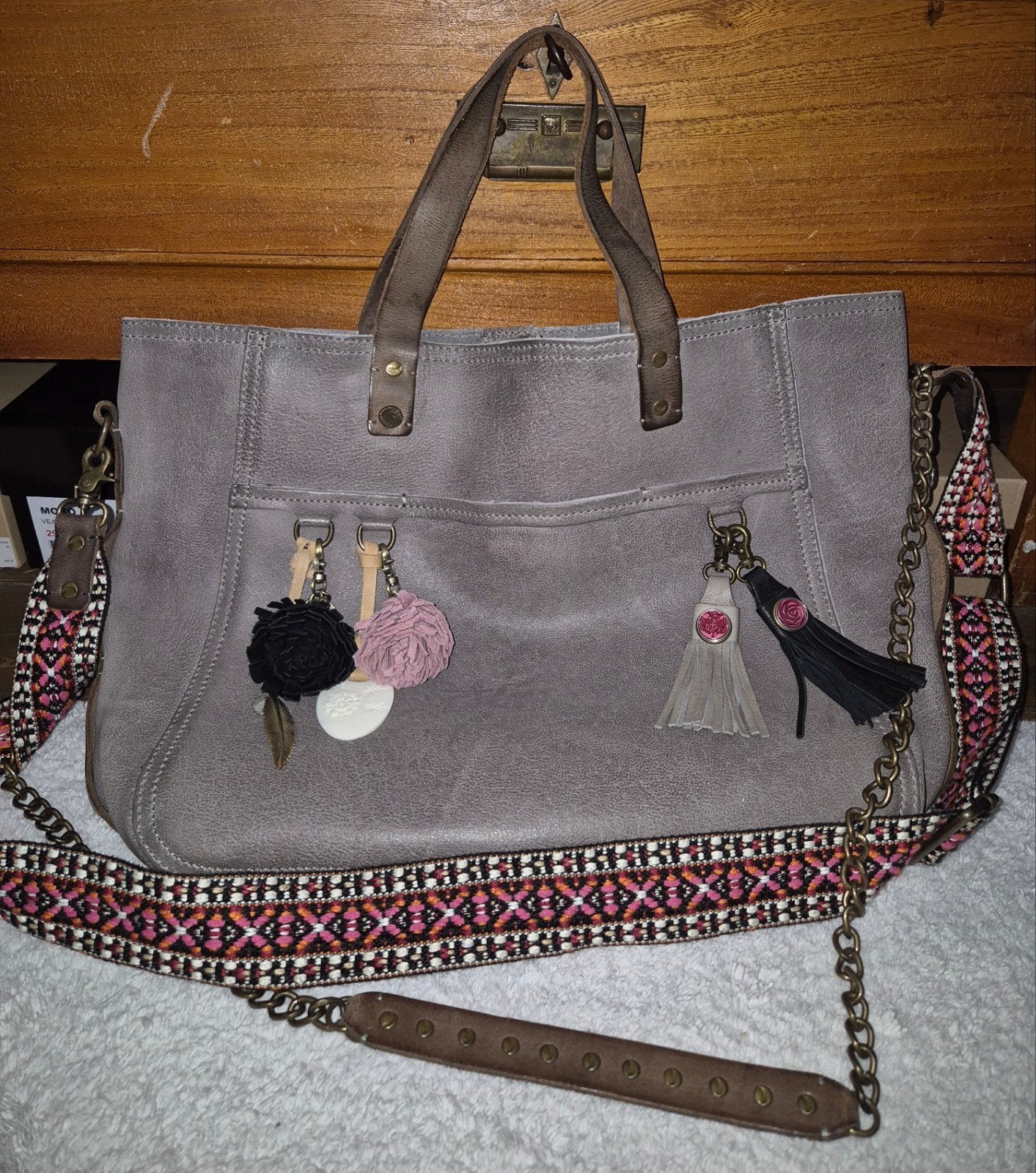 Noosa amsterdam roots tas met extra's, Ophalen of Verzenden, Zo goed als nieuw, Grijs, Handtas
