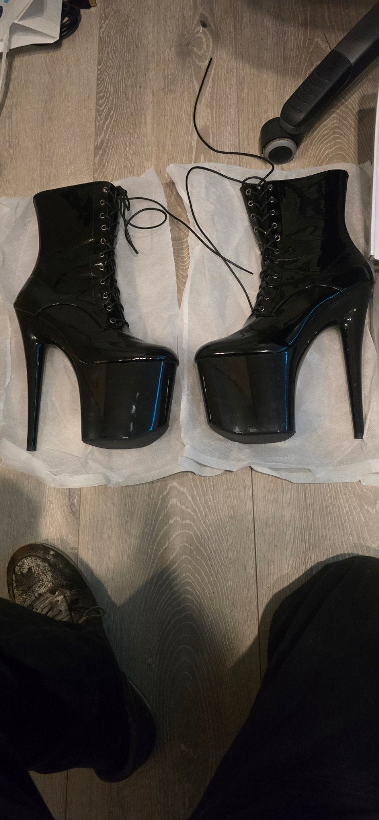 Platform Laarzen 20cm Hakken Maat 43 - Z.G.A.N., Ophalen of Verzenden, Zo goed als nieuw, Zwart, Schoenen met hoge hakken