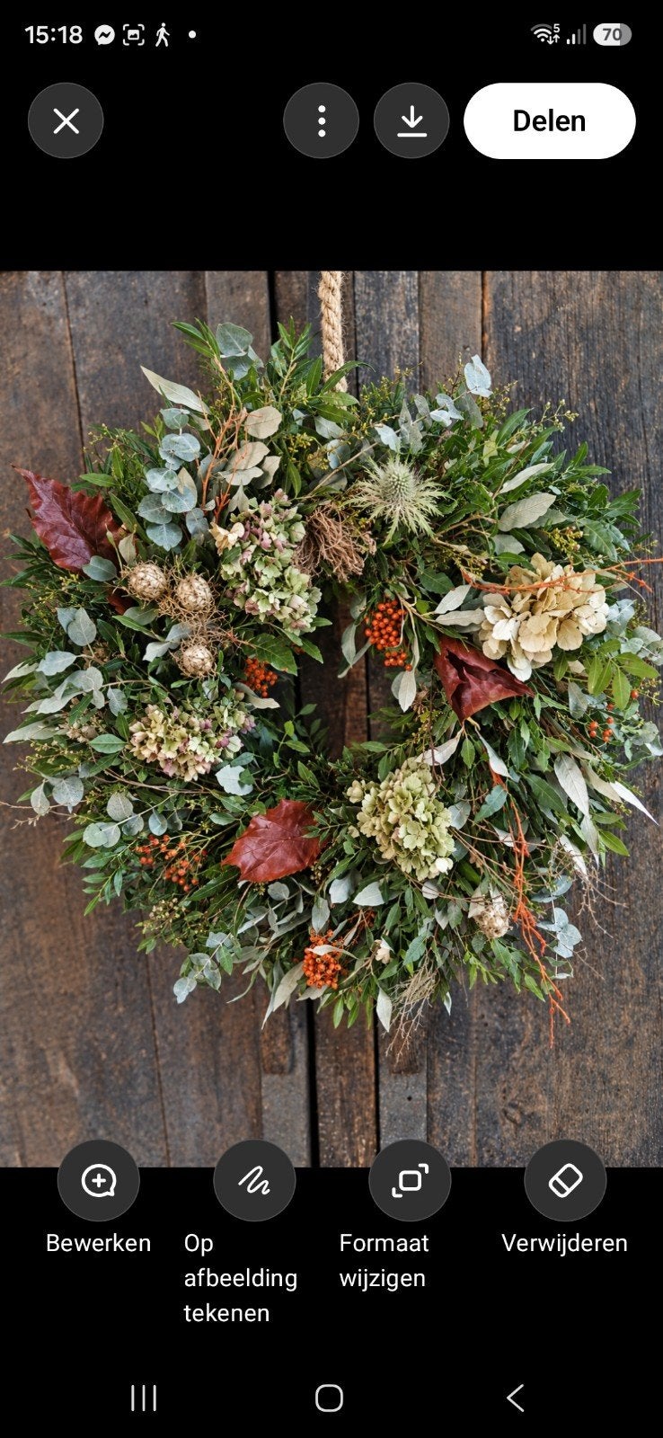 Decoratieve Krans 50 cm met veel decoratie, Ophalen of Verzenden, Nieuw, Krans, Natuurlijk materiaal